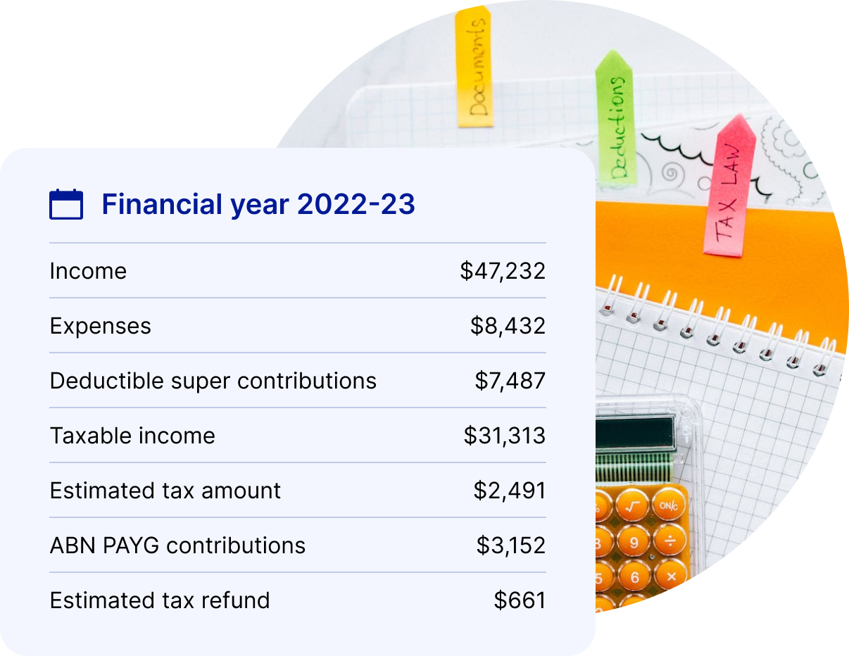 Composite graphic showing example rounded Tax Calculations